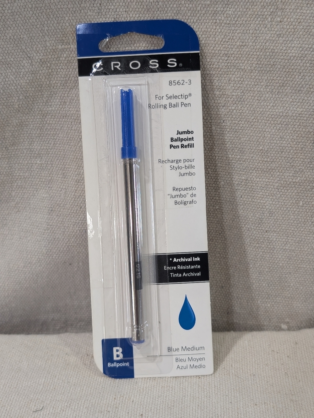 New Cross 8563-3 pen refill for Selectip Rolling Ball Pen blue medium